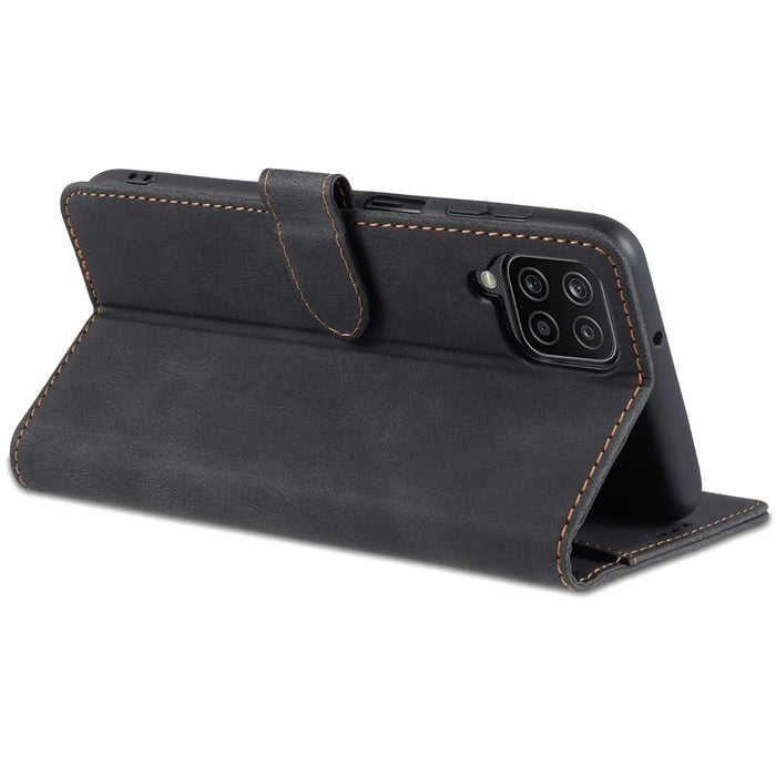 AZNS Full Protection Leather Case Scratch-proof Wallet Stand Phone Cover for Samsung Galaxy A22 4G (EU Version) - Black - 5