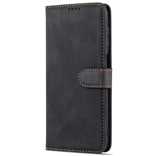 AZNS Magnetic Clasp Leather Case Scratch-resistant Wallet Stand Phone Cover for Samsung Galaxy A12 - Black - 2
