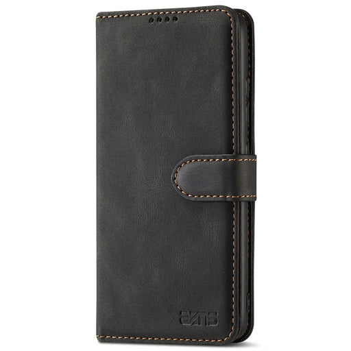 AZNS Magnetic Clasp Leather Case Drop-proof Fully Wrapped Wallet Stand Phone Cover for Samsung Galaxy A32 4G (EU Version) - Black - 2