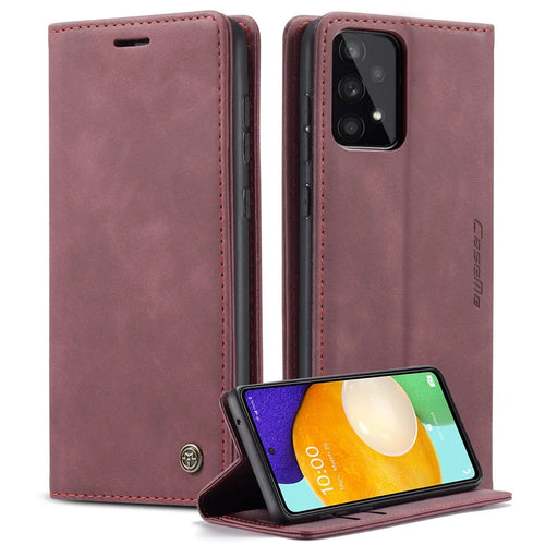 CASEME 013 Series PU Leather Folio Phone Case Wallet Stand Design Lightweight Auto-absorbed Phone Covering for Samsung Galaxy A53 5G - Red - 1