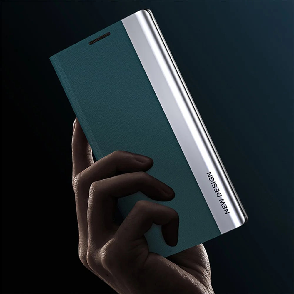 PU Leather Stand Folio Flip Phone Case for Samsung Galaxy A33 5G - Green - 5