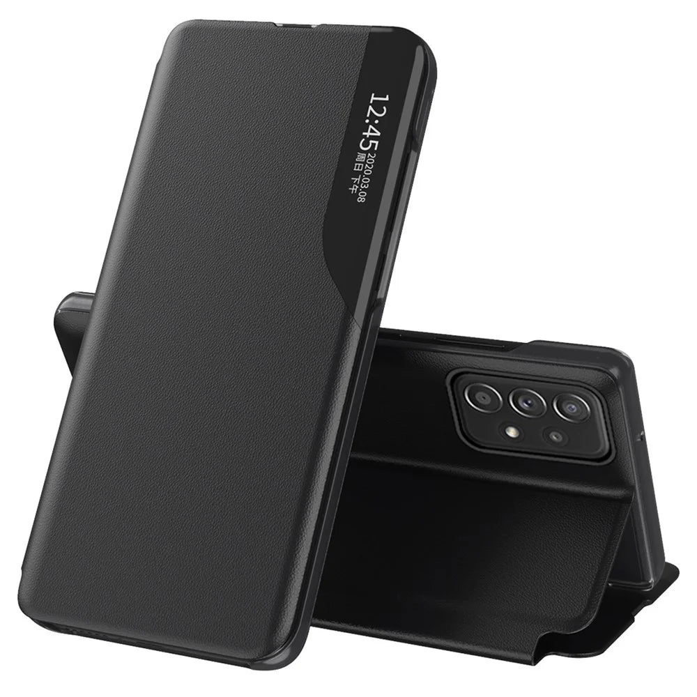 Case View Window PU Leather Stand Cover for Samsung Galaxy A33 5G - Black - 1