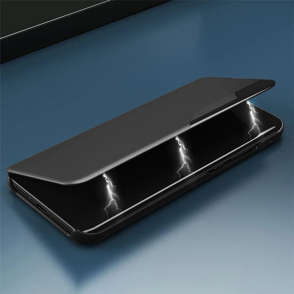 Case View Window PU Leather Stand Cover for Samsung Galaxy A33 5G - Black - 3