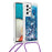 For Samsung Galaxy A53 5G TPU Case Quicksand Phone Cover with Lanyard - Blue / Heart - 2