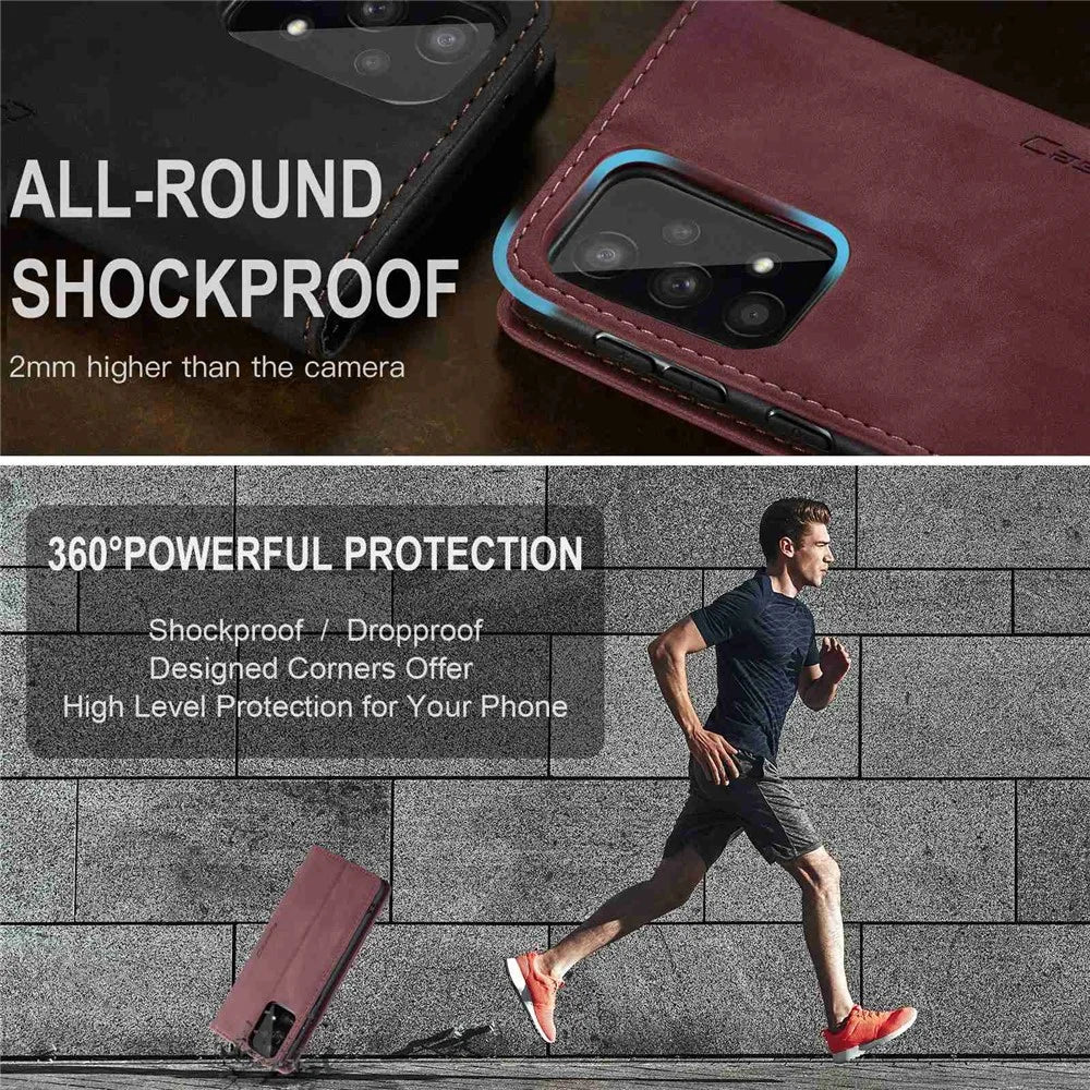 CASEME 013 Series Wallet Function PU Leather + TPU Mobile Phone Shell Auto-absorbed Magnetic Closing Case for Samsung Galaxy A33 5G - Red - 7