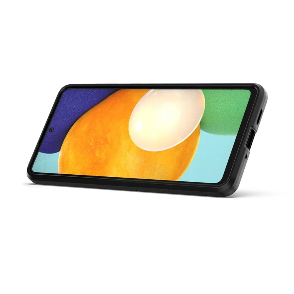 For Samsung Galaxy A73 5G Ring Holder Kickstand PC + TPU Dual Layer Shock Absorption Protective Cover - Black - 3
