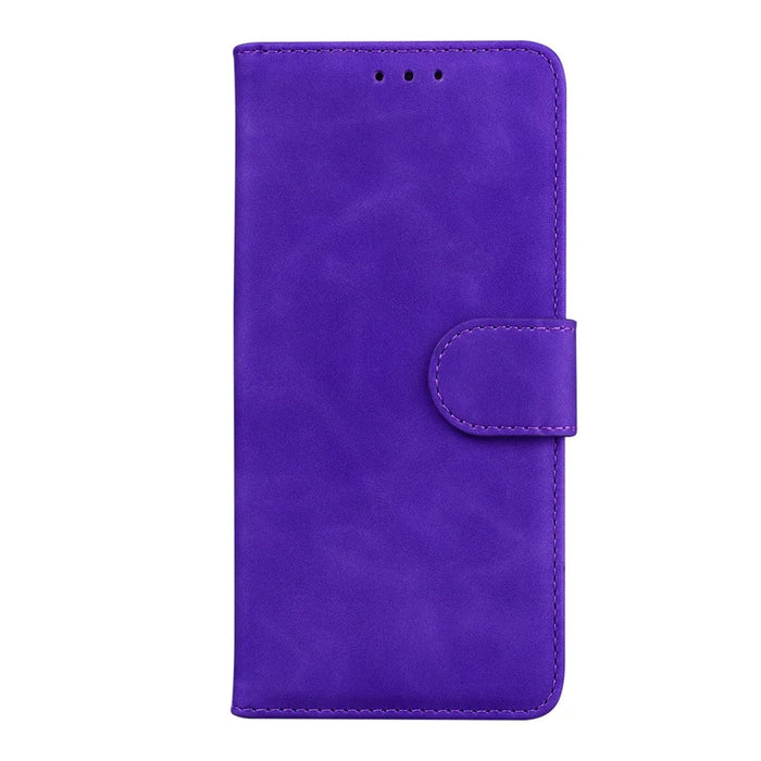 PU Leather + TPU Folio Flip Phone Case Solid Color Anti-scratch Shell with Stand Wallet for Samsung Galaxy A53 5G - Purple - 2