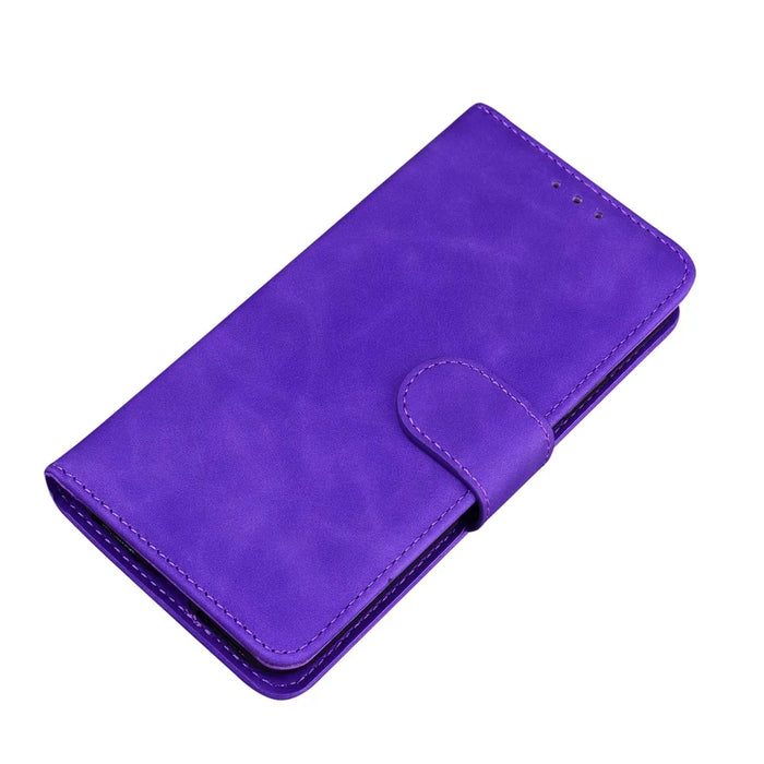 PU Leather + TPU Folio Flip Phone Case Solid Color Anti-scratch Shell with Stand Wallet for Samsung Galaxy A53 5G - Purple - 5