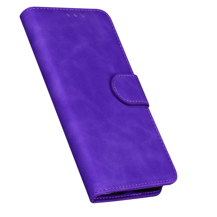 PU Leather + TPU Folio Flip Phone Case Solid Color Anti-scratch Shell with Stand Wallet for Samsung Galaxy A53 5G - Purple - 6