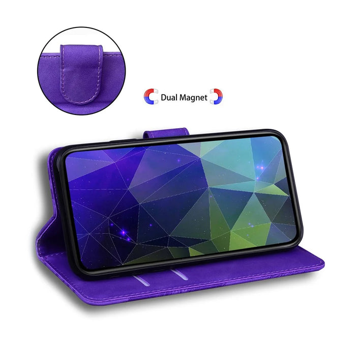 PU Leather + TPU Folio Flip Phone Case Solid Color Anti-scratch Shell with Stand Wallet for Samsung Galaxy A53 5G - Purple - 7