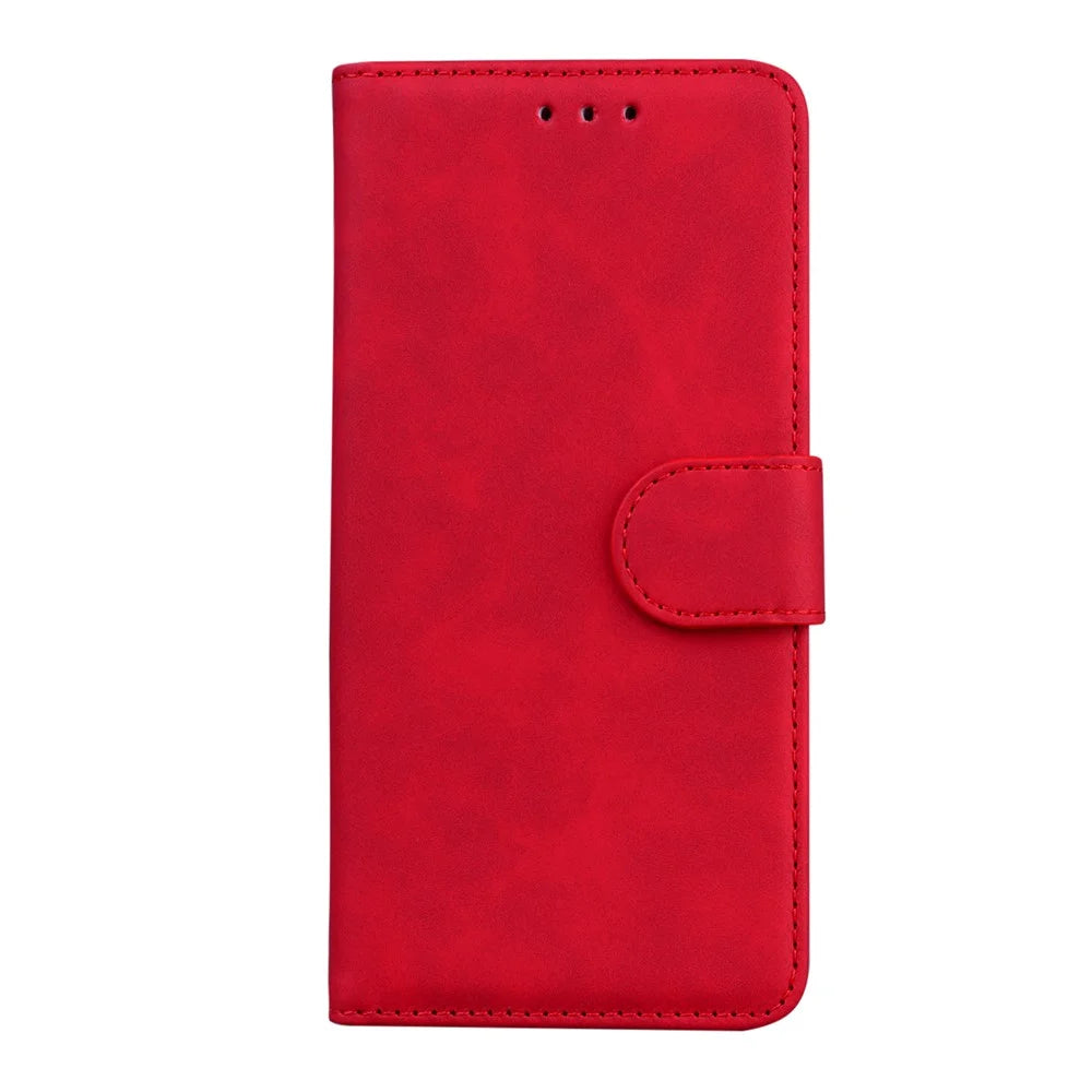 For Samsung Galaxy A13 4G Full Protective Textured Practical Leather Case Magnetic Mobile Phone Wallet Cover with Stand - Red - 2