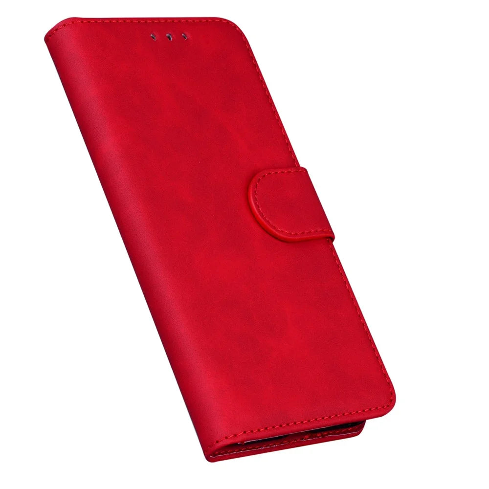 For Samsung Galaxy A13 4G Full Protective Textured Practical Leather Case Magnetic Mobile Phone Wallet Cover with Stand - Red - 6