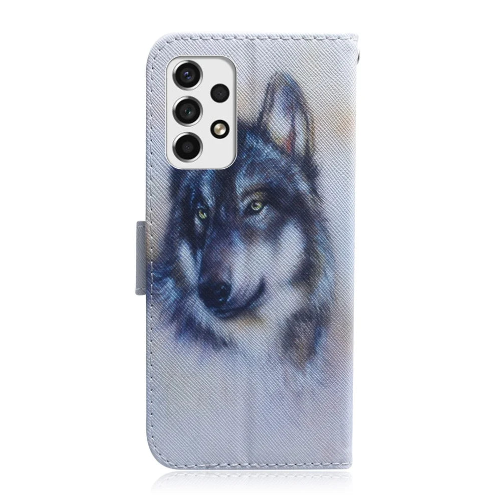 Stand Function Pattern Printing Wallet Mobile Phone Cover PU Leather Magnetic Protective Case for Samsung Galaxy A53 5G - Wolf - 3