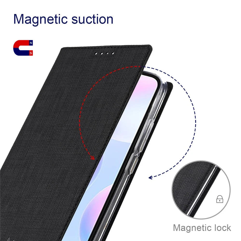 VILI DMX Series PU Leather Stand Mobile Phone Case Shock-absorbing Auto Magnetic Closed Phone Cover with Card Slot for Samsung Galaxy A33 5G - Black - 2