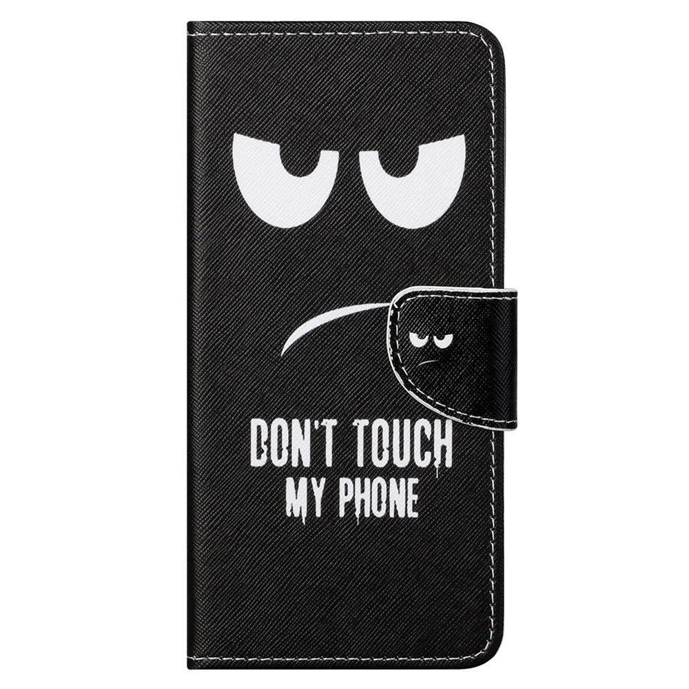 Cross Texture PU Leather Flip Protective Cover Stand Pattern Printing Wallet Phone Case for Samsung Galaxy A03 Core - Don't Touch My Phone - 2