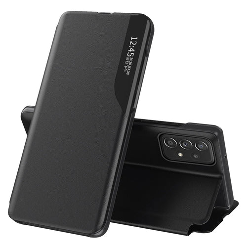 Case View Window PU Leather Stand Cover for Samsung Galaxy A73 5G - Black - 1