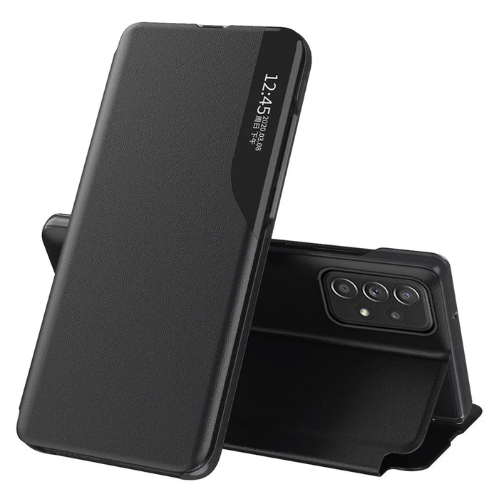 Case View Window PU Leather Stand Cover for Samsung Galaxy A73 5G - Black - 1