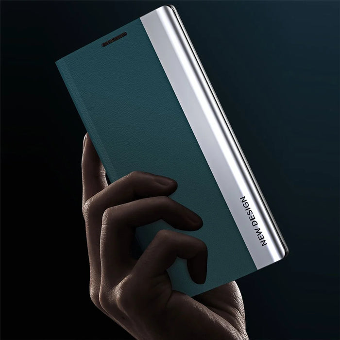Folio Flip Anti-scratch Shockproof PU Leather Stand Phone Case for Samsung Galaxy A73 5G - Green - 3