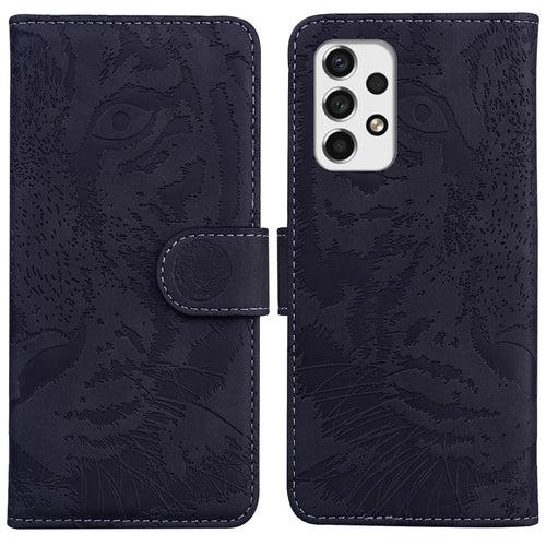 For Samsung Galaxy A53 5G Flip Leather Case Protective Phone Cover Imprinting Tiger Pattern Supporting Stand Wallet - Black - 1