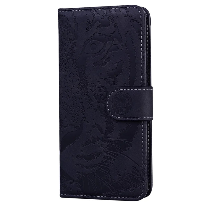 For Samsung Galaxy A53 5G Flip Leather Case Protective Phone Cover Imprinting Tiger Pattern Supporting Stand Wallet - Black - 3