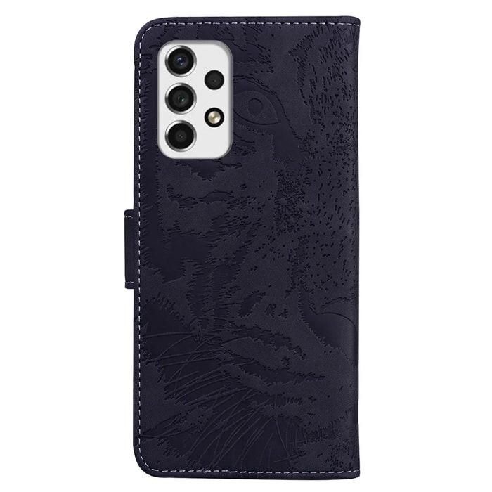 For Samsung Galaxy A53 5G Flip Leather Case Protective Phone Cover Imprinting Tiger Pattern Supporting Stand Wallet - Black - 4