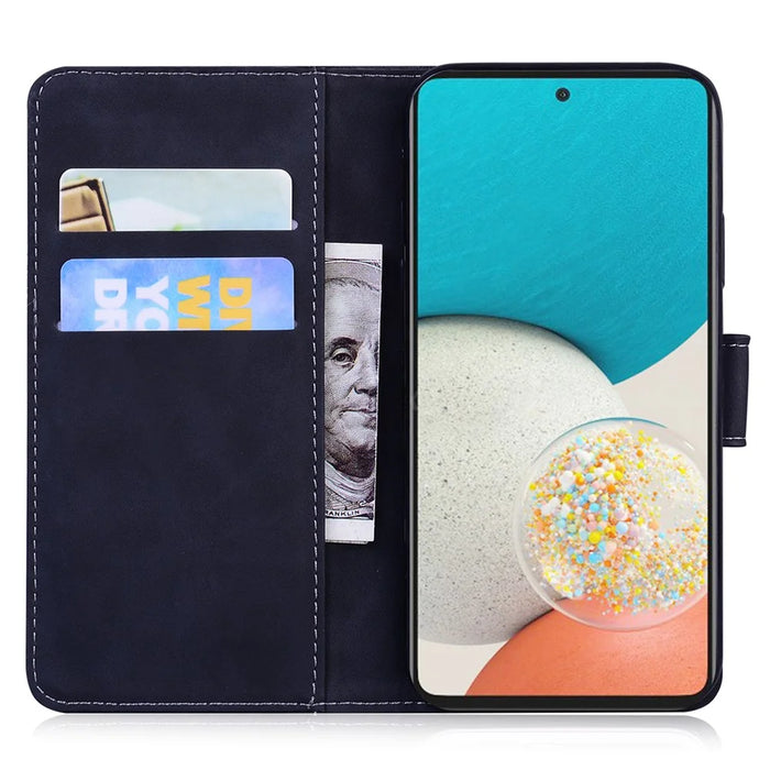 For Samsung Galaxy A53 5G Flip Leather Case Protective Phone Cover Imprinting Tiger Pattern Supporting Stand Wallet - Black - 5