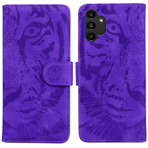Flip Mobile Phone Bag Case Imprinting Tiger Pattern PU Leather Protective Phone Cover with Stand Wallet for Samsung Galaxy A13 4G - Purple - 1