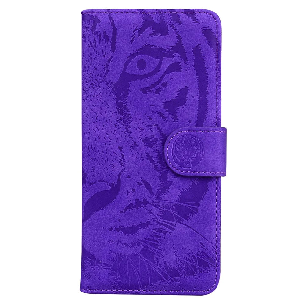 Flip Mobile Phone Bag Case Imprinting Tiger Pattern PU Leather Protective Phone Cover with Stand Wallet for Samsung Galaxy A13 4G - Purple - 2