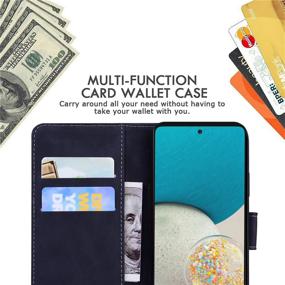 Magnetic Closure Skin Touch Feeling Phone Case Anti-scratch Butterfly Printing Stand Wallet Leather Phone Cover for Samsung Galaxy A53 5G - Black - 7