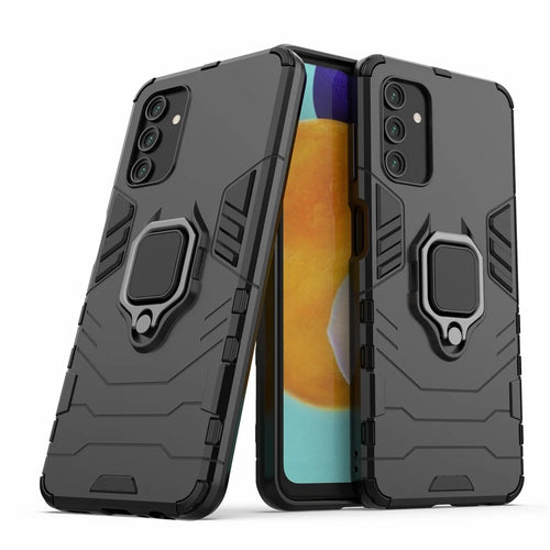 Shockproof Protection 2-in-1 Hybrid Hard PC Soft Flexible TPU Back Case with Ring Kickstand for Samsung Galaxy A13 4G/5G - Black - 1