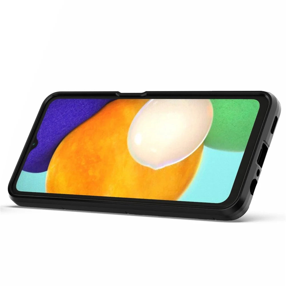 Shockproof Protection 2-in-1 Hybrid Hard PC Soft Flexible TPU Back Case with Ring Kickstand for Samsung Galaxy A13 4G/5G - Black - 3