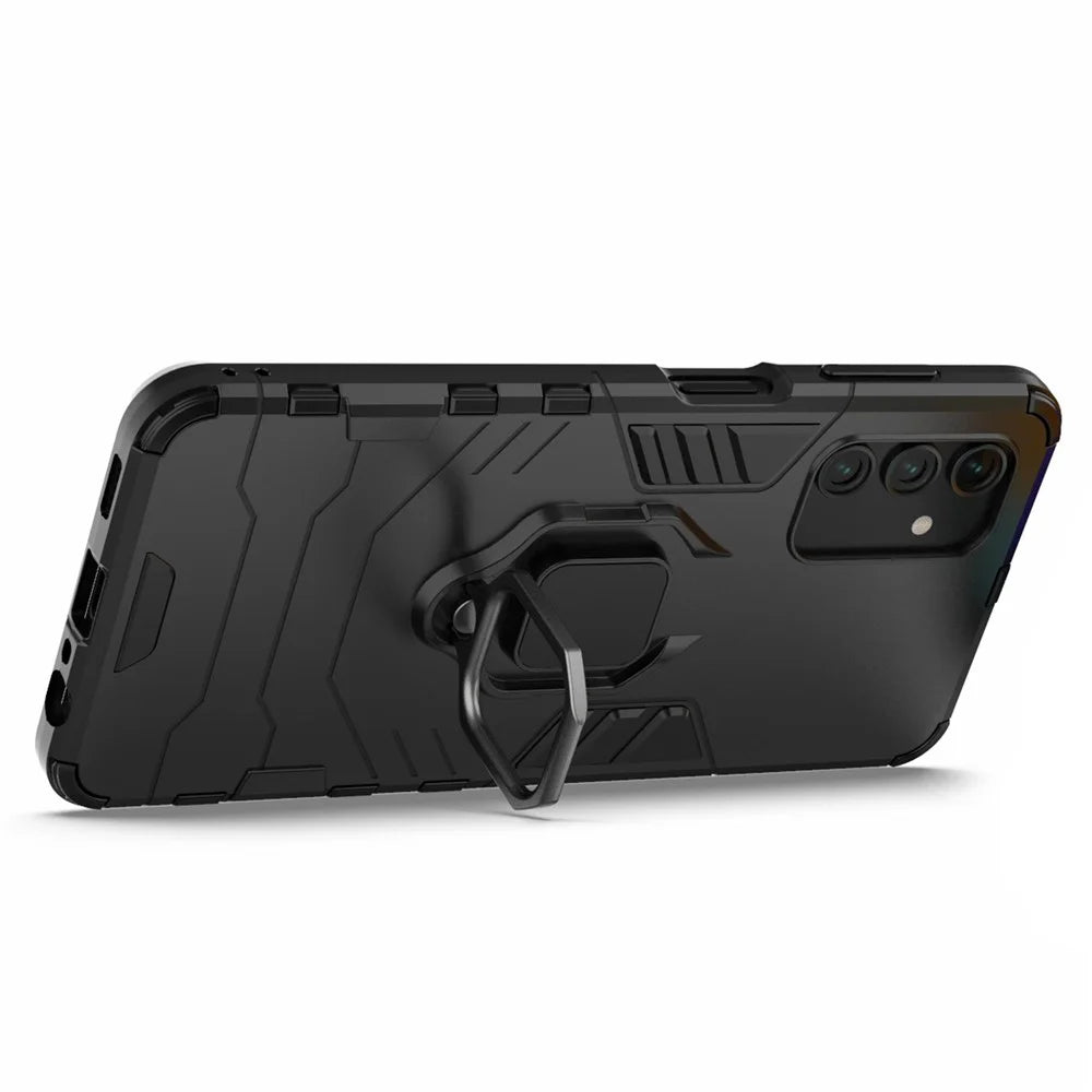 Shockproof Protection 2-in-1 Hybrid Hard PC Soft Flexible TPU Back Case with Ring Kickstand for Samsung Galaxy A13 4G/5G - Black - 4