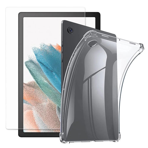 For Samsung Galaxy Tab A8 10.5 (2021) / A8 10.5 (2022) Flexible Clear TPU Reinforced Corner Phone Case with Tempered Glass Screen Protector - 1