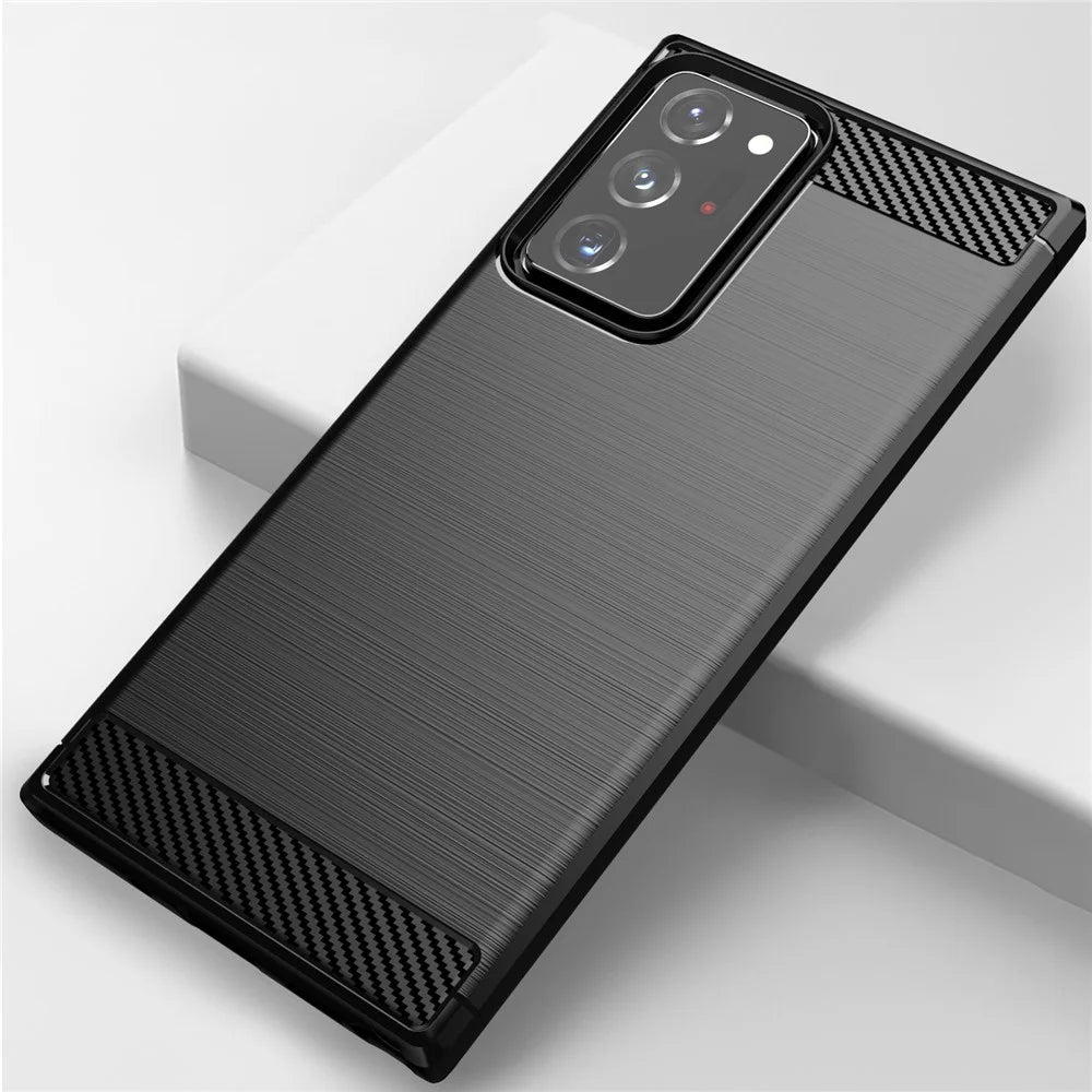 1.8mm Carbon Fiber Slim Drop-proof Brushed Texture Soft TPU Mobile Phone Cover for Samsung Galaxy Note 20 Ultra/Note 20 Ultra 5G - Black - 2