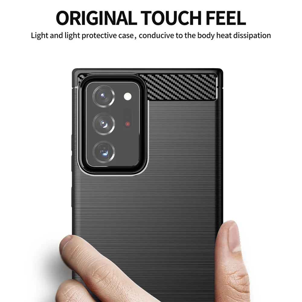 1.8mm Carbon Fiber Slim Drop-proof Brushed Texture Soft TPU Mobile Phone Cover for Samsung Galaxy Note 20 Ultra/Note 20 Ultra 5G - Black - 3