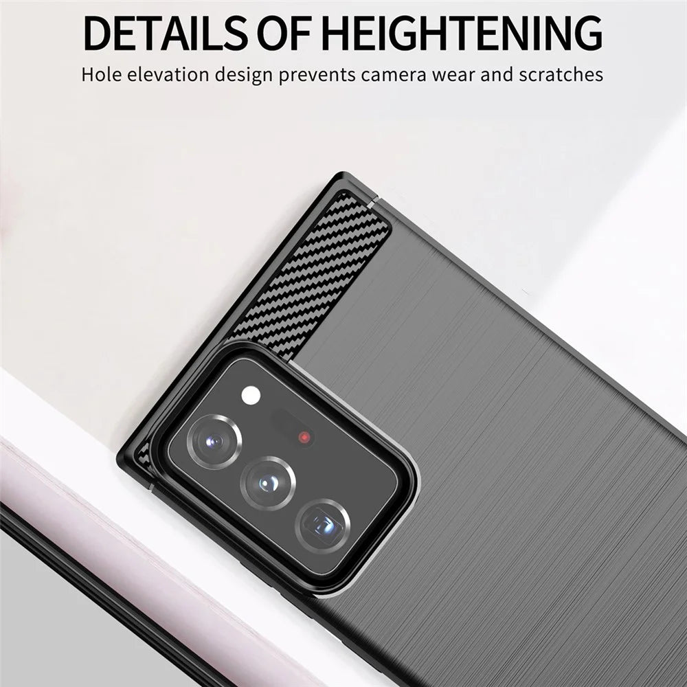 1.8mm Carbon Fiber Slim Drop-proof Brushed Texture Soft TPU Mobile Phone Cover for Samsung Galaxy Note 20 Ultra/Note 20 Ultra 5G - Black - 4