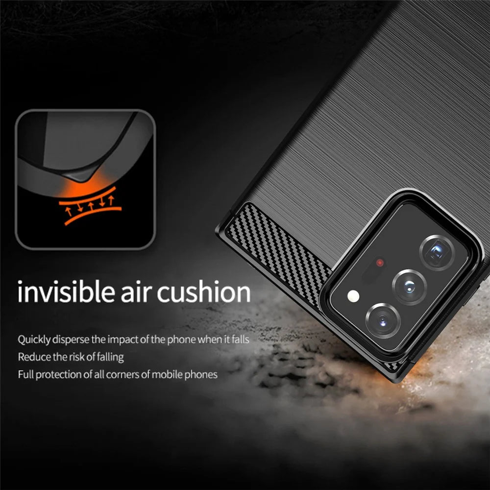 1.8mm Carbon Fiber Slim Drop-proof Brushed Texture Soft TPU Mobile Phone Cover for Samsung Galaxy Note 20 Ultra/Note 20 Ultra 5G - Black - 6