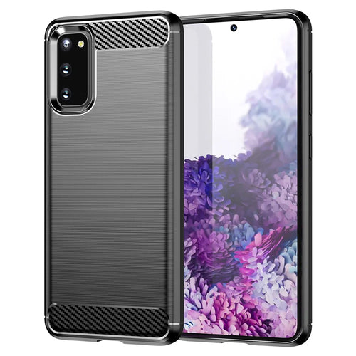 1.8mm Carbon Fiber Brushed Texture Anti-fingerprint Soft TPU Anti-drop Phone Case Cover for Samsung Galaxy S20 4G/S20 5G - Black - 1