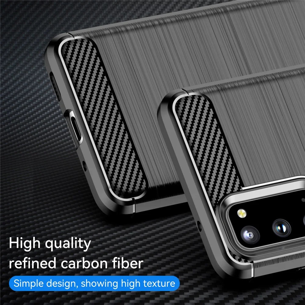 1.8mm Carbon Fiber Brushed Texture Anti-fingerprint Soft TPU Anti-drop Phone Case Cover for Samsung Galaxy S20 4G/S20 5G - Black - 2