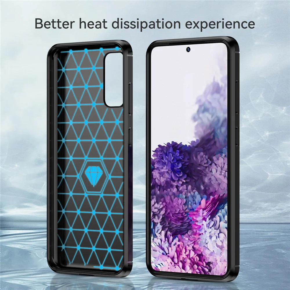 1.8mm Carbon Fiber Brushed Texture Anti-fingerprint Soft TPU Anti-drop Phone Case Cover for Samsung Galaxy S20 4G/S20 5G - Black - 4