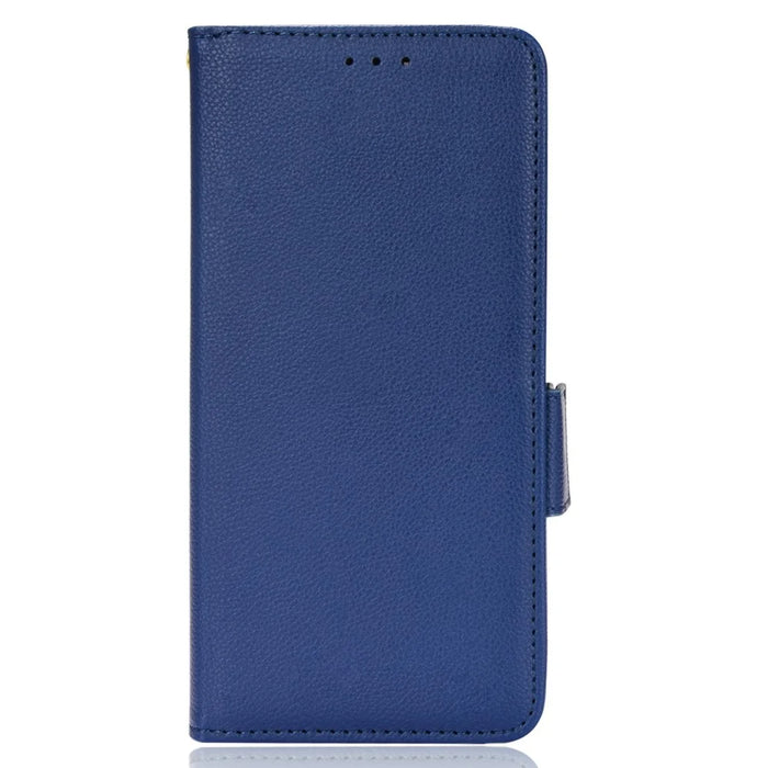 Litchi Texture Scratch Resistant Phone Case PU Leather Folio Flip Wallet Cover with Stand for Samsung Galaxy A53 5G - Dark Blue - 2