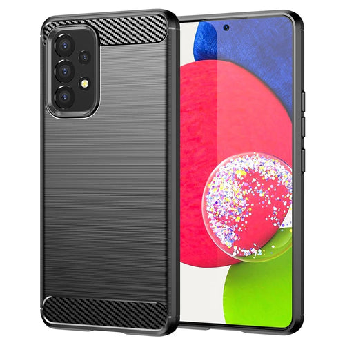 1.8mm Carbon Fiber Texture TPU Case Air Bag Design Brushed Surface Phone Protective Cover for Samsung Galaxy A53 5G - Black - 1