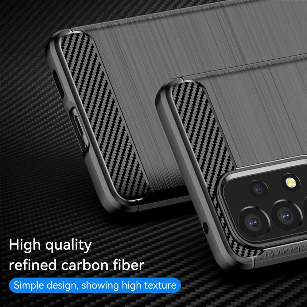 1.8mm Carbon Fiber Texture TPU Case Air Bag Design Brushed Surface Phone Protective Cover for Samsung Galaxy A53 5G - Black - 2