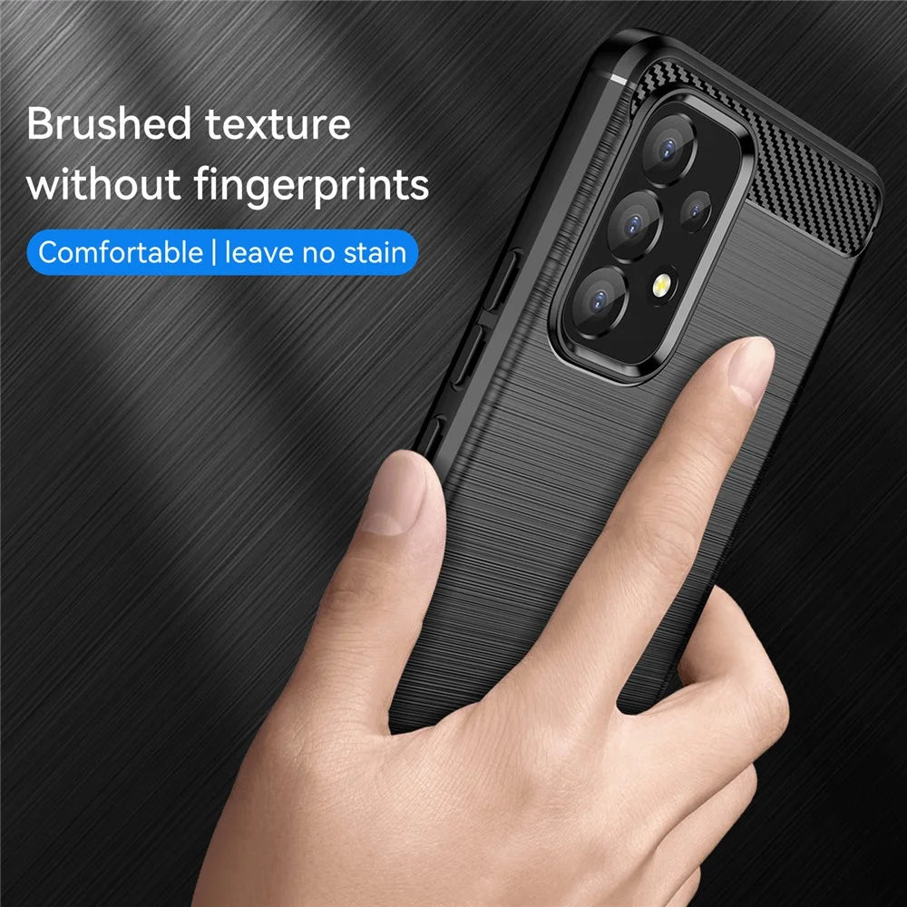 1.8mm Carbon Fiber Texture TPU Case Air Bag Design Brushed Surface Phone Protective Cover for Samsung Galaxy A53 5G - Black - 3