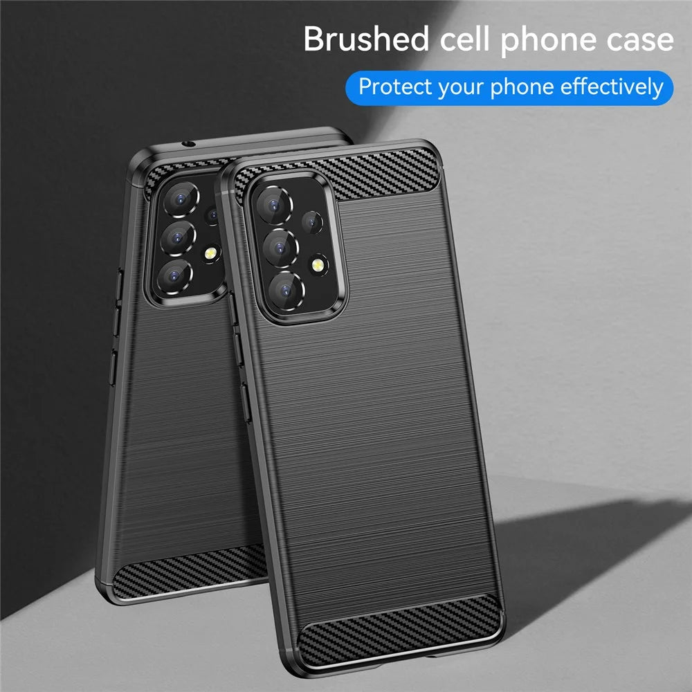 1.8mm Carbon Fiber Texture TPU Case Air Bag Design Brushed Surface Phone Protective Cover for Samsung Galaxy A53 5G - Black - 6