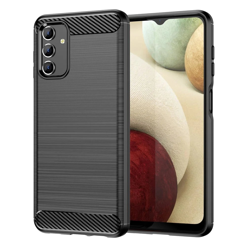 For Samsung Galaxy A13 4G / 5G / A04s 4G (164.7mm) Carbon Fiber Texture TPU Case Brushed Surface Phone Protective Cover - Black - 1