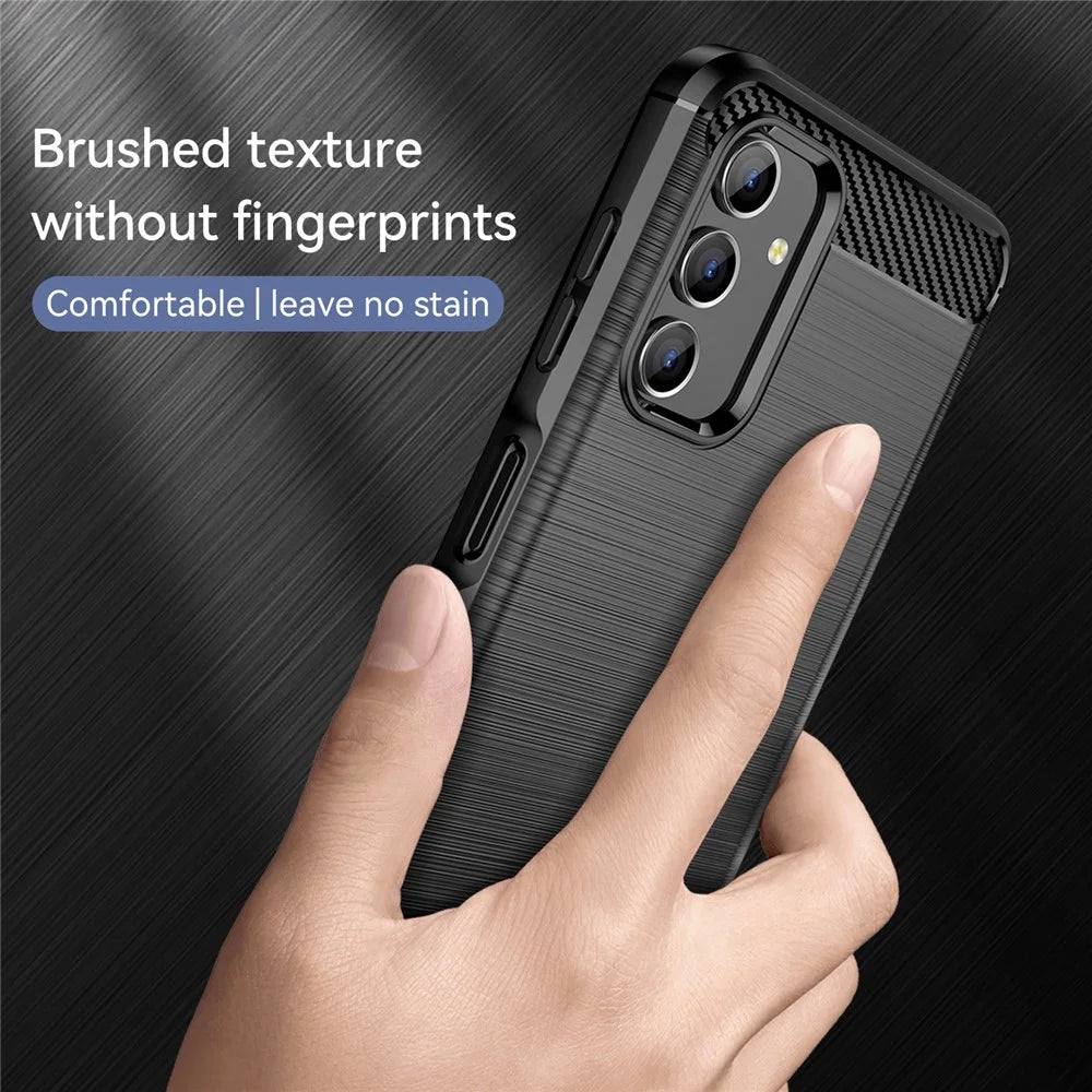 For Samsung Galaxy A13 4G / 5G / A04s 4G (164.7mm) Carbon Fiber Texture TPU Case Brushed Surface Phone Protective Cover - Black - 3