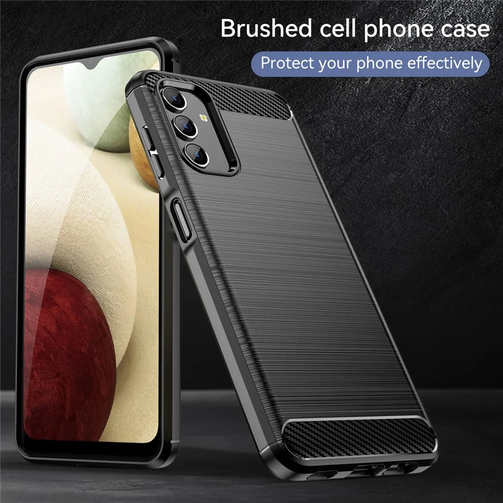 For Samsung Galaxy A13 4G / 5G / A04s 4G (164.7mm) Carbon Fiber Texture TPU Case Brushed Surface Phone Protective Cover - Black - 7