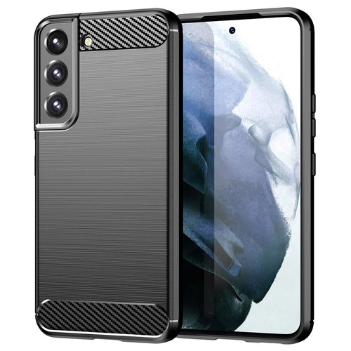 1.8mm Brushed Surface TPU Case Air Cushion Super Thin Carbon Fiber Texture Phone Protective Cover for Samsung Galaxy S22 5G - Black - 1