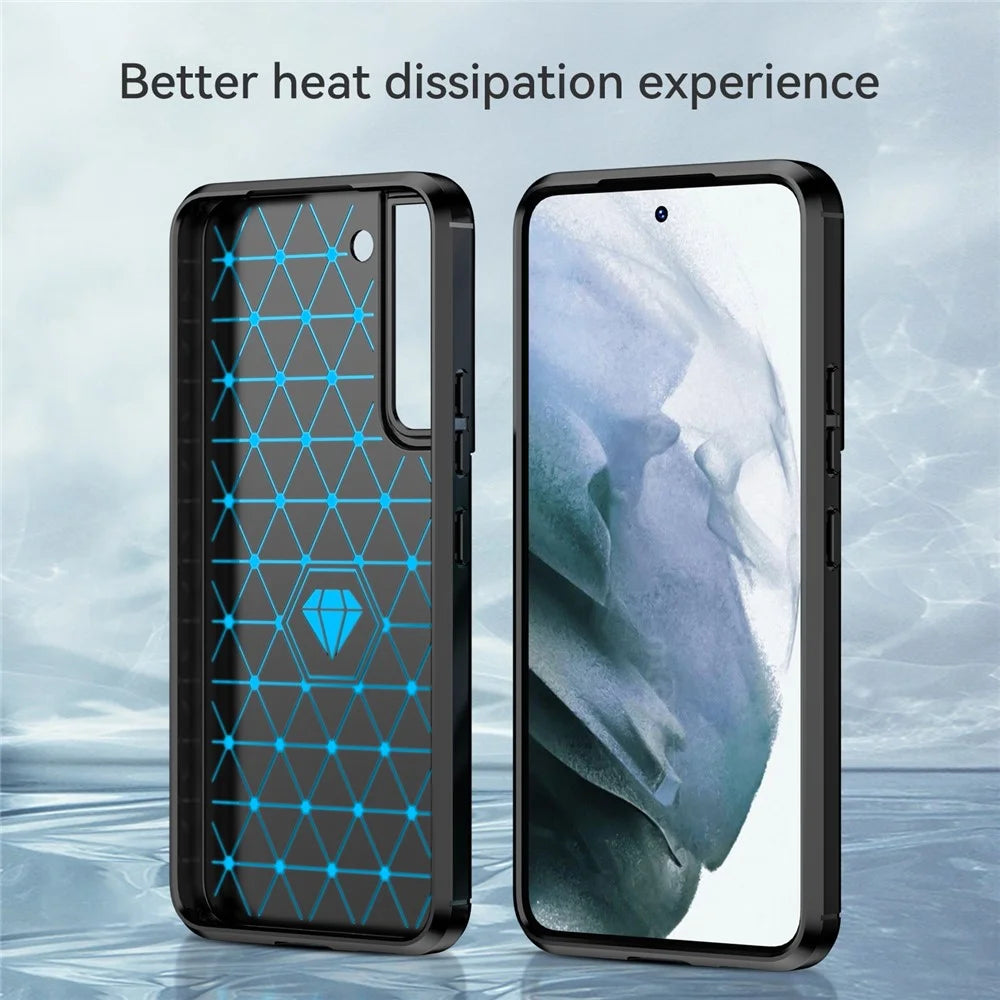 1.8mm Brushed Surface TPU Case Air Cushion Super Thin Carbon Fiber Texture Phone Protective Cover for Samsung Galaxy S22 5G - Black - 4